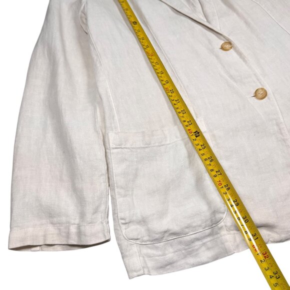 Velvet by Graham & Spencer Lenny Linen Blazer SZ L Cream Relaxed Fit Minimalist - Picture 9 of 12